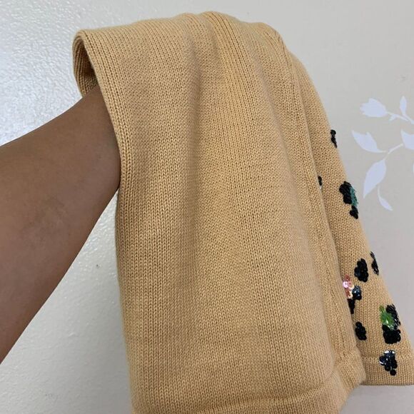 Storybook Knit Embellished Sequined Cheetah Cardigan Small Tan - Picture 13 of 13